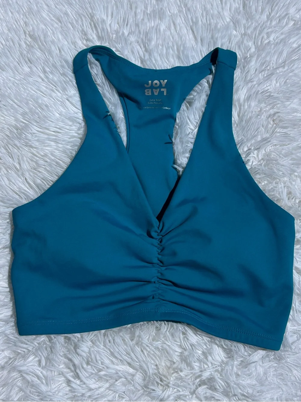 JoyLab Teal Ruched Racerback Sports Bra